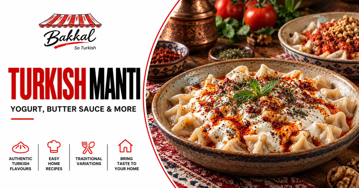 Turkish mantı dumplings with garlic yoghurt and red pepper butter