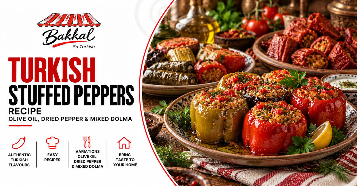 Turkish stuffed peppers (biber dolması) with rice and pine nuts