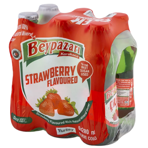 Strawberry Flavoured Natural Mineral Water 200 mL, Pack of 6