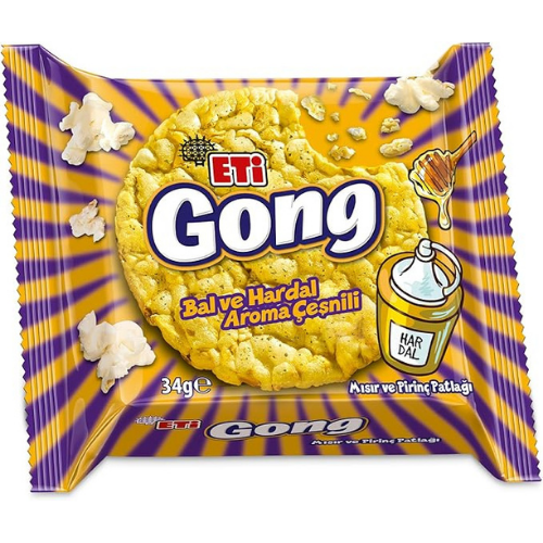 Eti - Gong Corn & Rice Puffs with Honey & Mustard Flavor - 34 gr