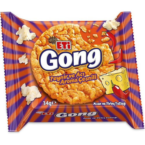 Eti - Gong Corn & Rice Puffs with Cheese & Spicy Flavor 34 gr