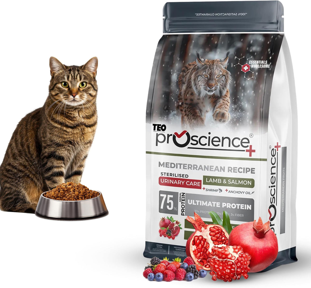 Teo Premium ProScience Sterilised Cat Lamb & Salmon Dry Food 1.5kg