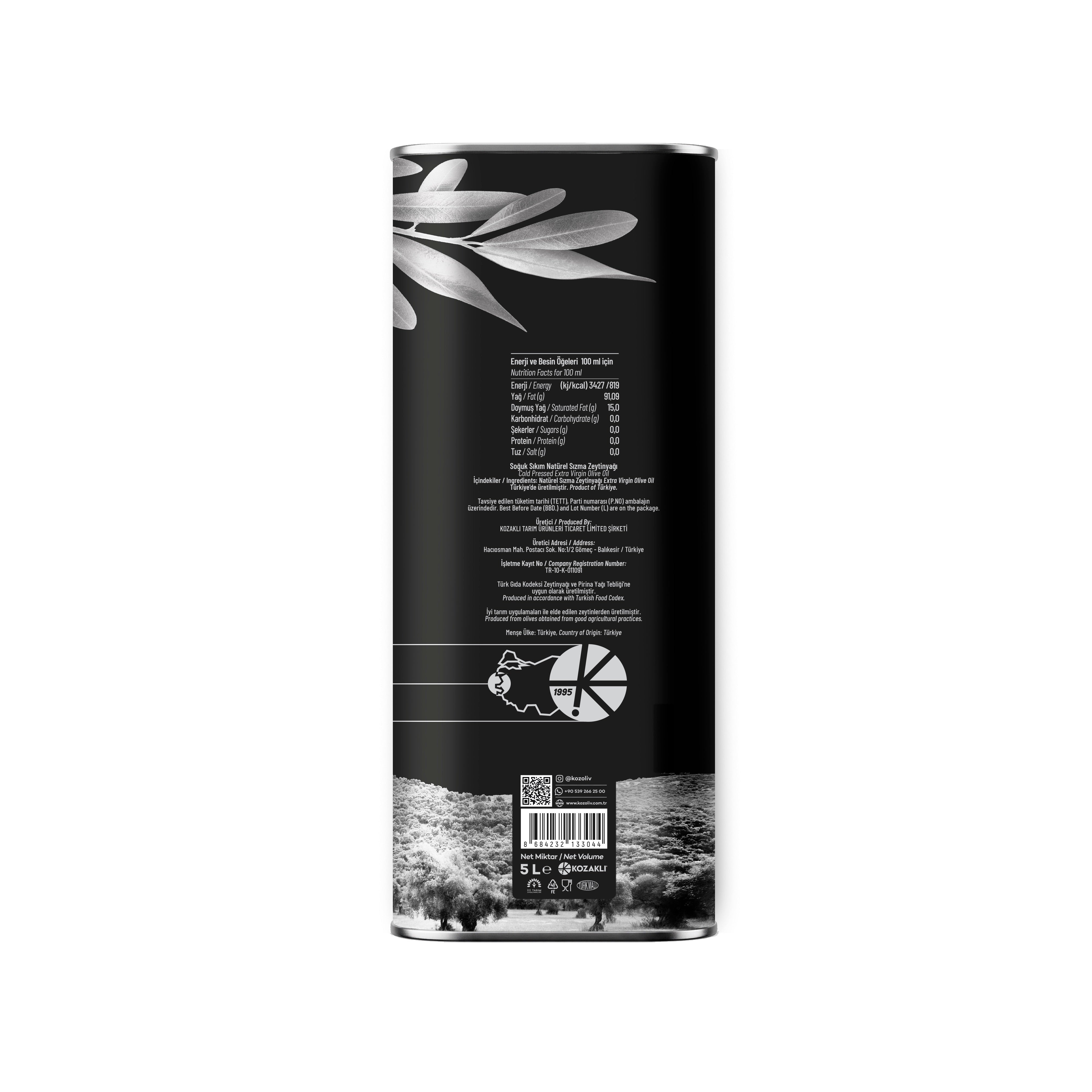 Kozoliv -  Cold Pressed Extra Virgin Olive Oil - 5L Tin