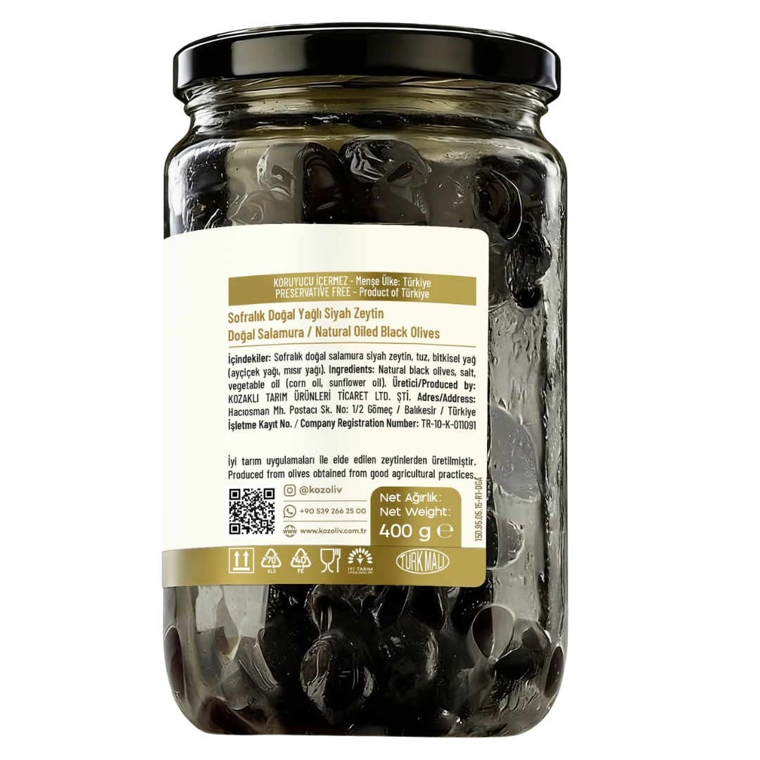 Kozoliv - Oiled Turkish Black Olives - 400g