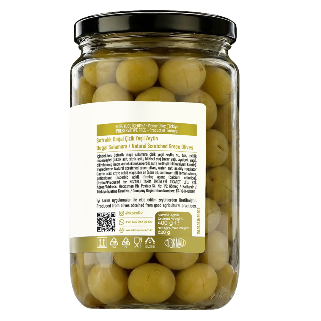 Kozoliv - Scratched Turkish Green Olives - 400g