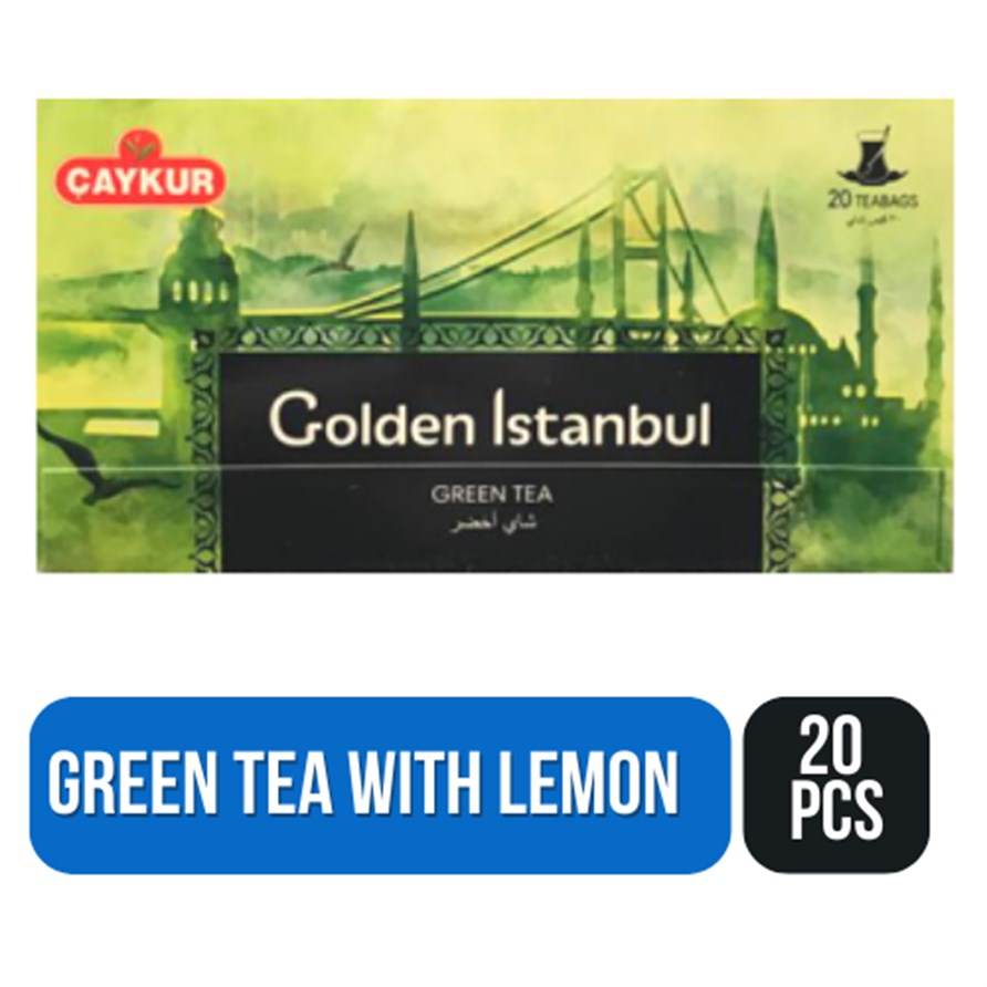 Golden Istanbul Green Tea with Lemon Tea Bags 20 Pieces, 32 gr