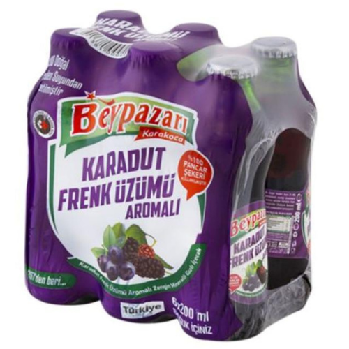 Black Mulberry Grape Flavoured Natural Mineral Water 200 mL, Pack of 6