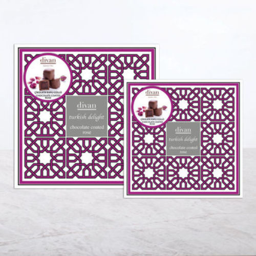 Turkish delight with chocolate coated rose