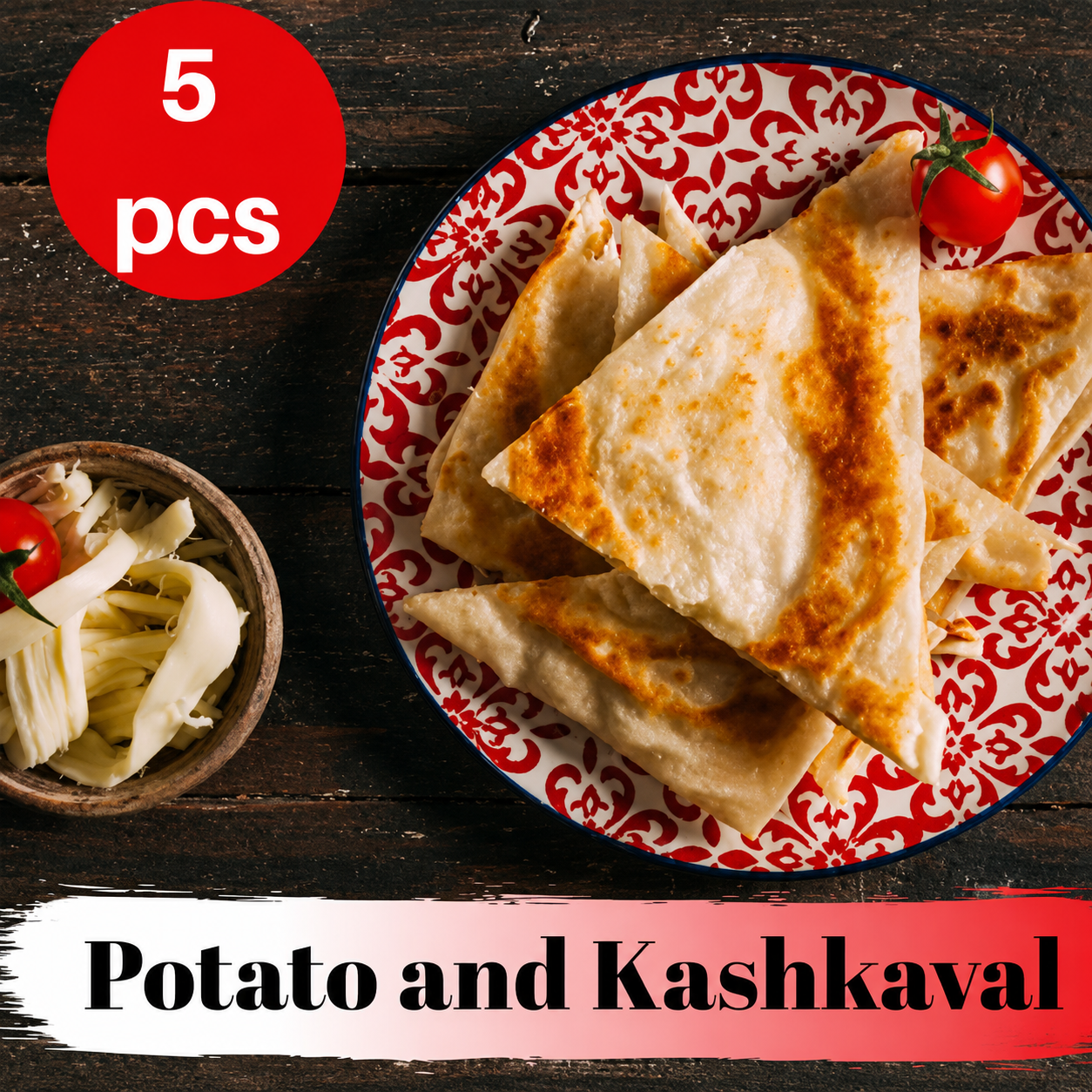 "Gozleme" Turkish Flatbread Stuffed Potato and Kashkaval Cheese 300 gr, Pack of 5