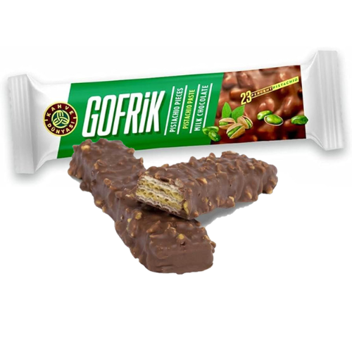 Gofrik Milk Chocolate Coated Crispy Wafer with Pistachio 24 gr