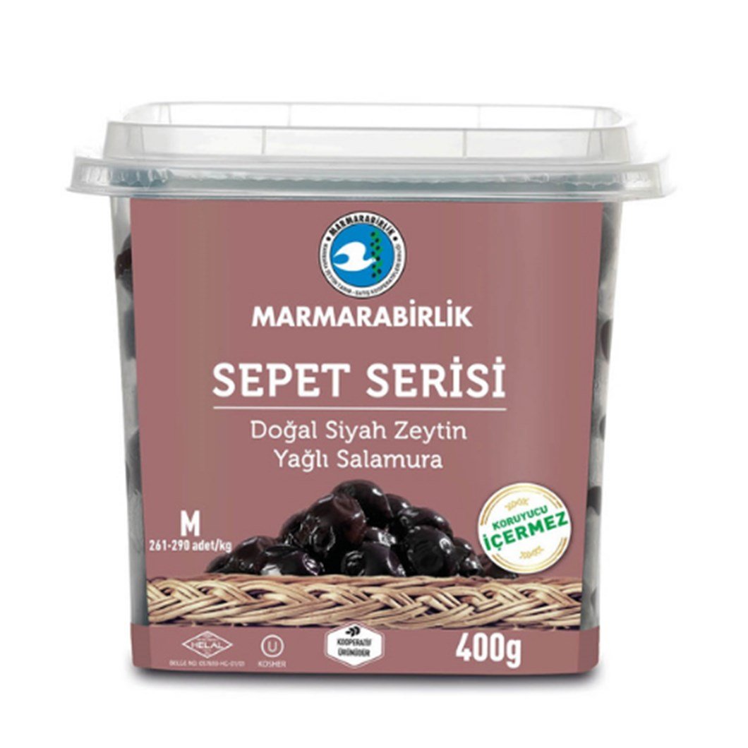 Natural Black Olives with Oil M - 400 gr
