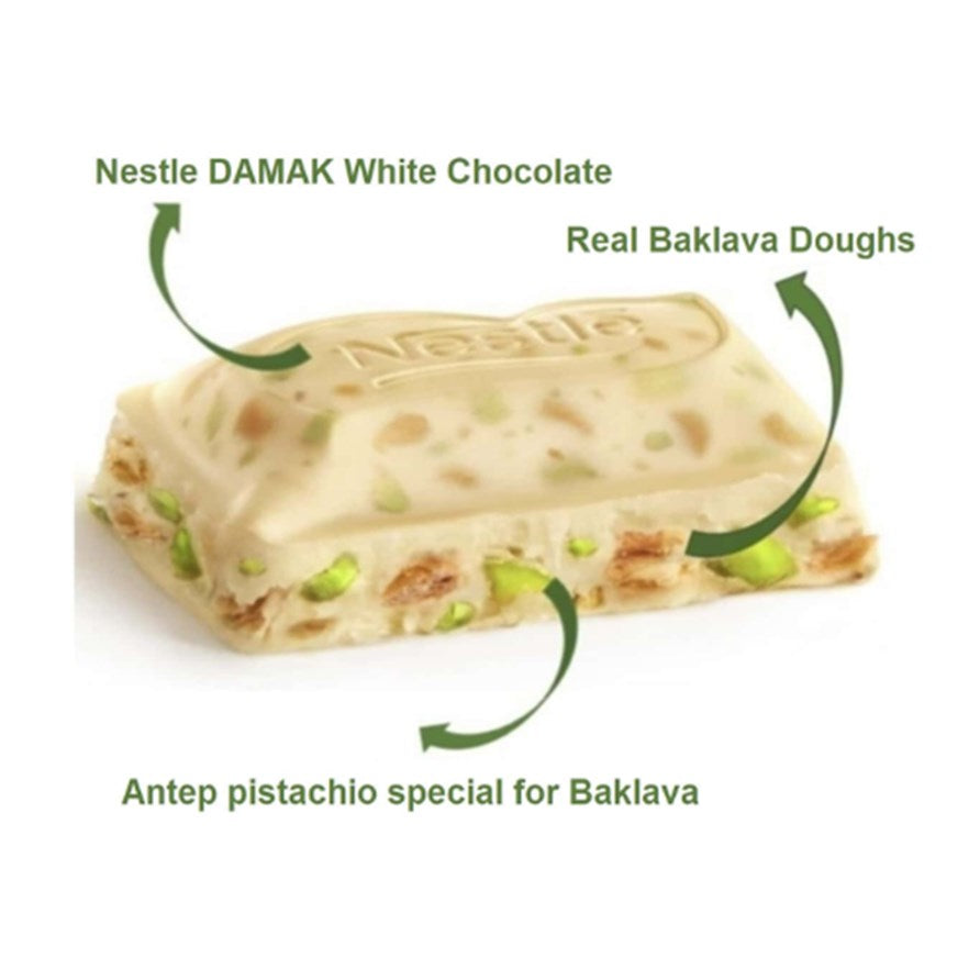 Damak White Chocolate with Pistachio & 'Baklava' - 60 Gr